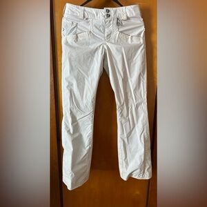 Volcom White Snow Pants with Black and Yellow Accents